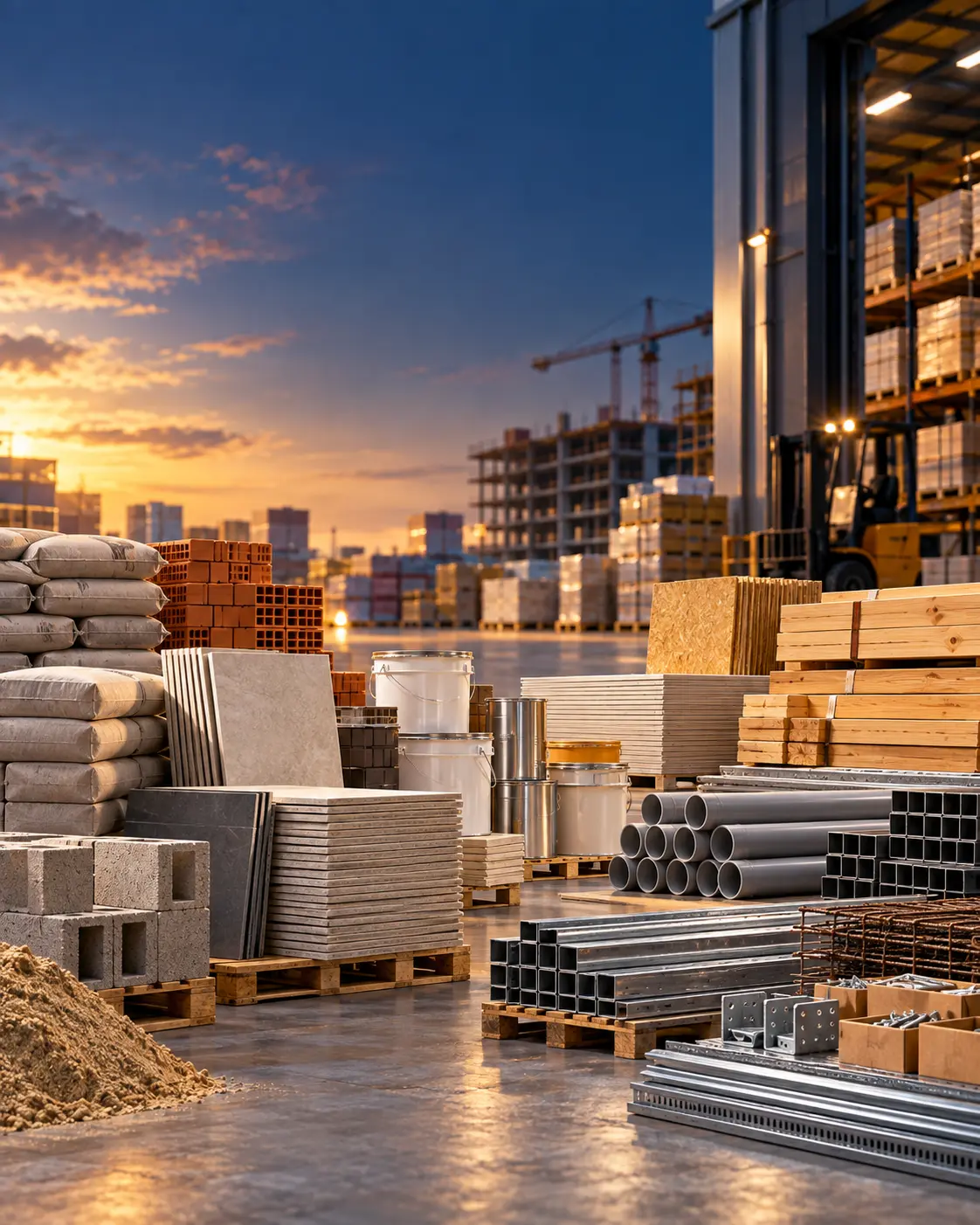 Building materials for construction projects and commercial supply